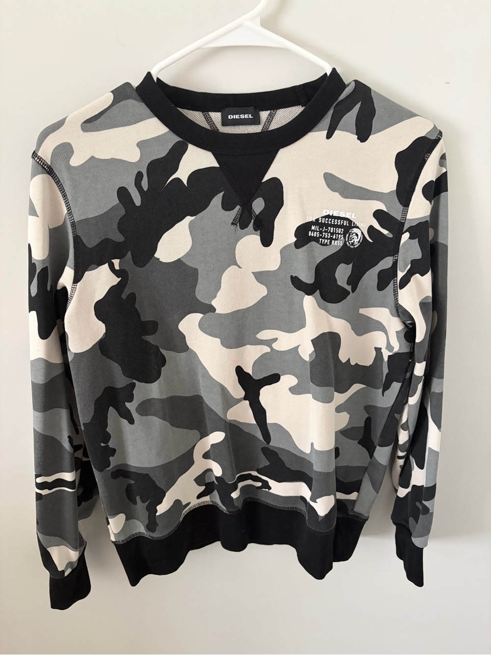 Diesel Boys Gray Camo Crewneck Sweatshirt